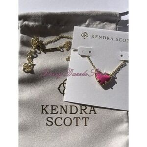 💖Kendra Scott Ari Heart Pendant Necklace in Neon Pink Magnesite Gold‎ 🎀